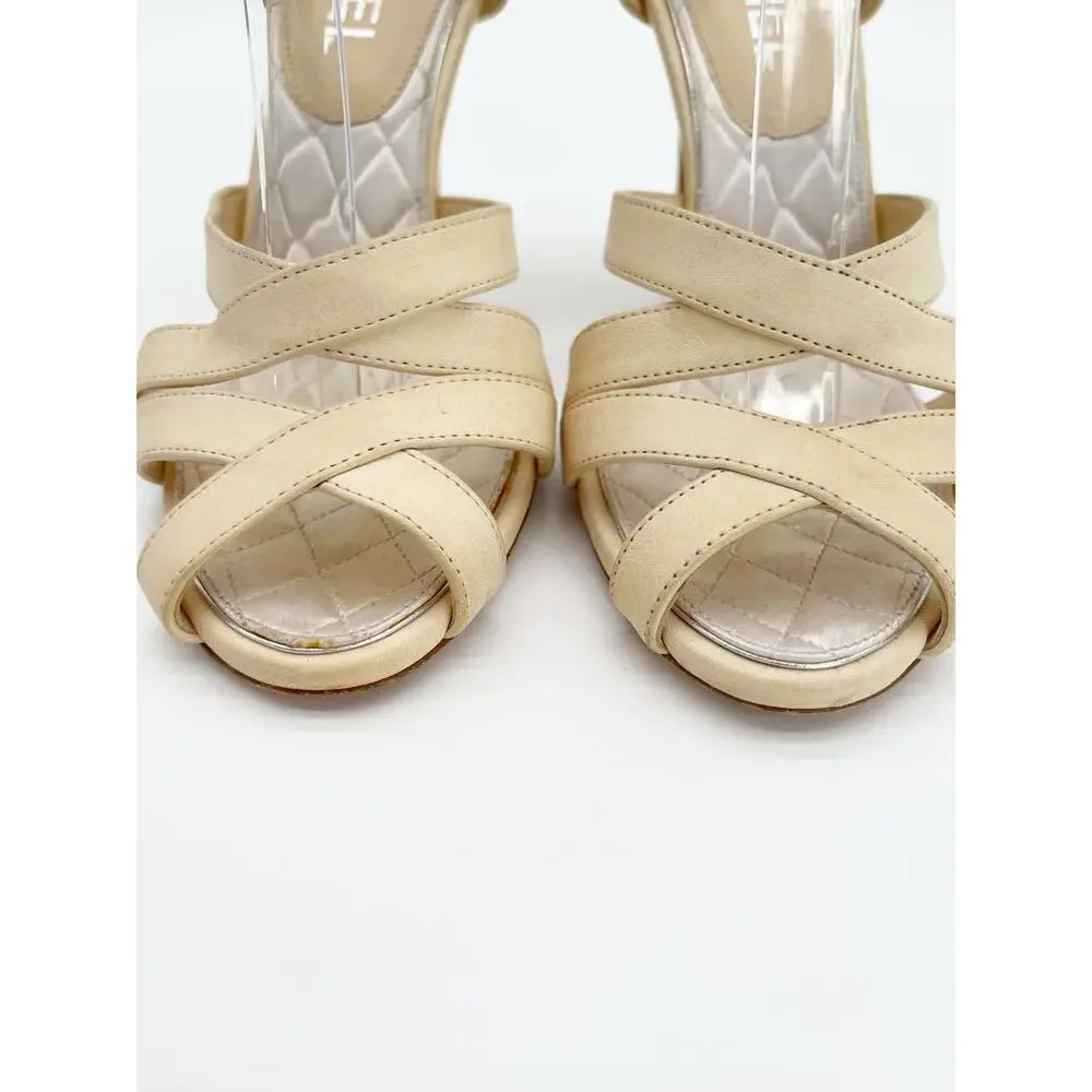 CHANEL cream leather
